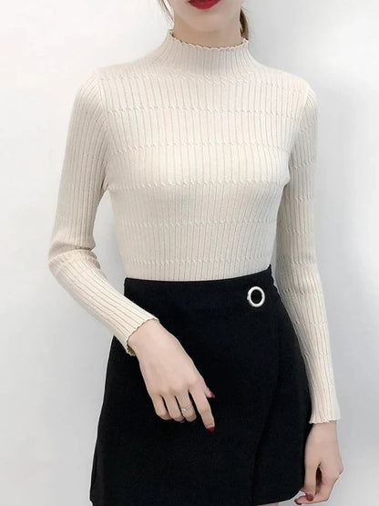 FashionSierra - Knitted Female Stripe Solid Fashion Korean Pullovers Ladies Top Sweater