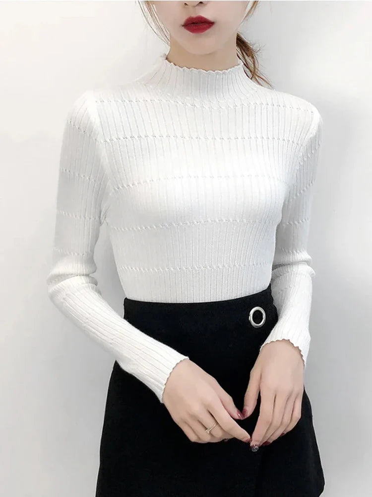 FashionSierra - Knitted Female Stripe Solid Fashion Korean Pullovers Ladies Top Sweater