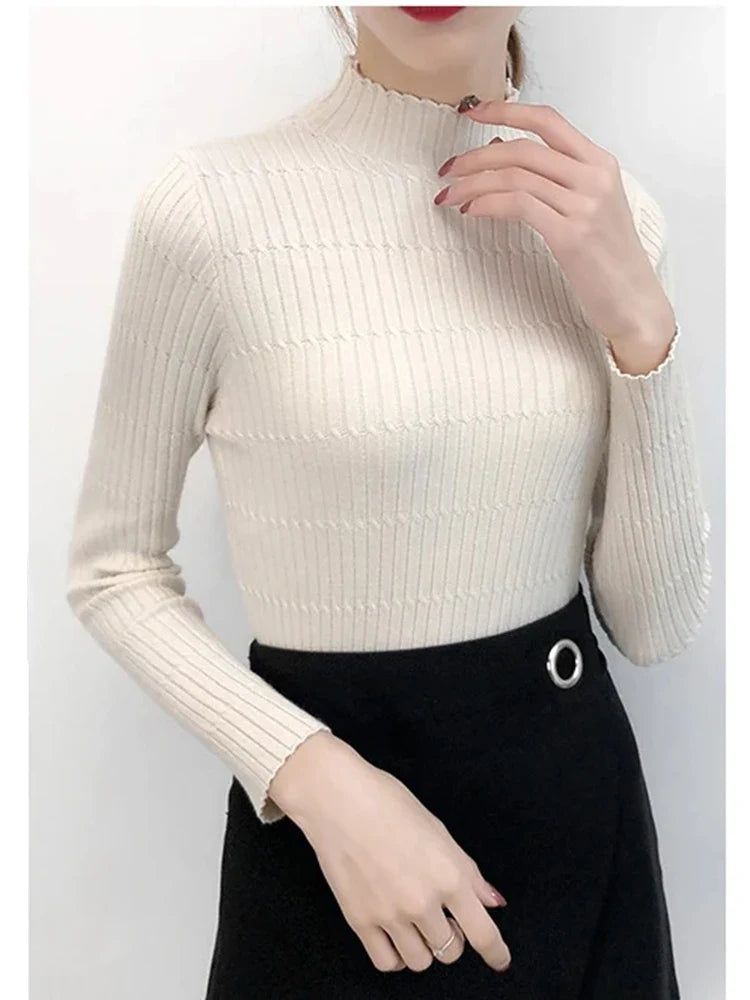 FashionSierra - Knitted Female Stripe Solid Fashion Korean Pullovers Ladies Top Sweater