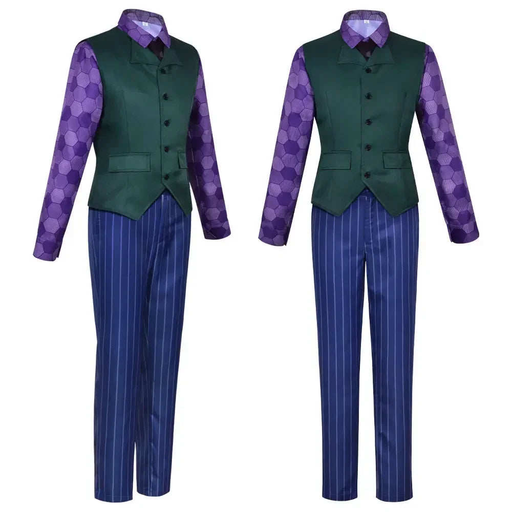 Adult Halloween Clown Heath Ledger Dark Knight Joker Suit Cosplay Costume