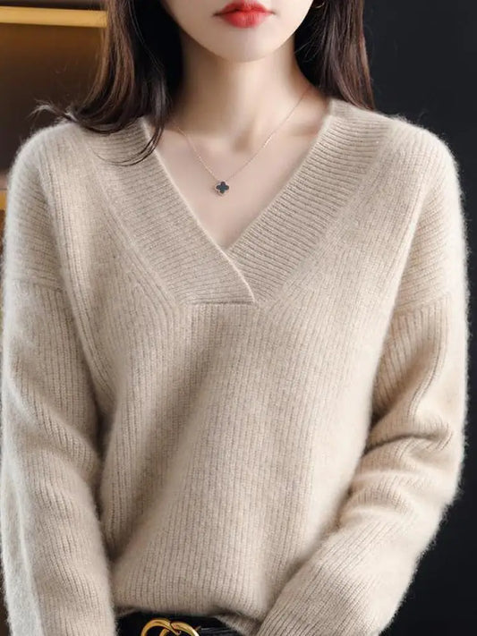 V-Neck Loose Cashmere Autumn Winter Oversize Sweater