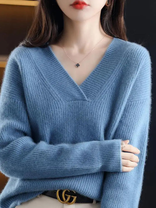 V-Neck Loose Cashmere Autumn Winter Oversize Sweater