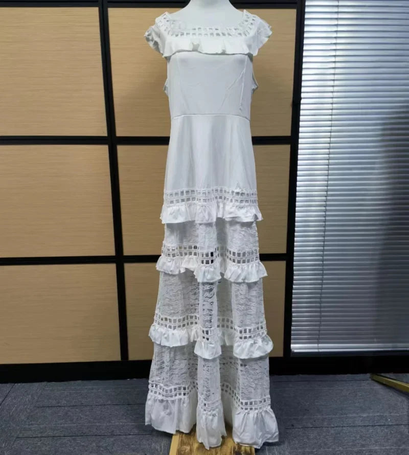 FashionSierra - 2024 Elegant White Lace Off Shoulder Boho Dress