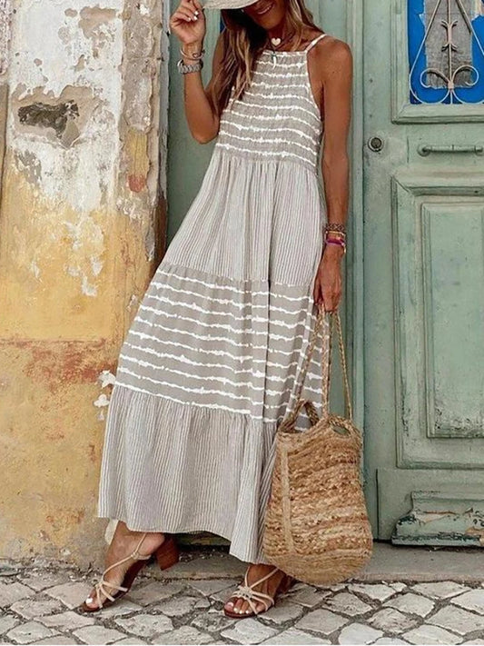 FashionSierra - 2024 Vintage Summer Sleeveless Sexy Off Shoulder Boho Dress