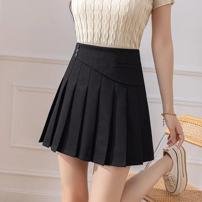 FashionSierra - Pleated 2024 New Summer Fashion High Waist A-line Short Women Korean Institute Wind Casual Pleat Mini Skirt