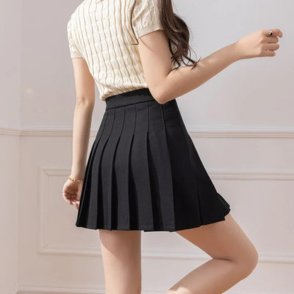 FashionSierra - Pleated 2024 New Summer Fashion High Waist A-line Short Women Korean Institute Wind Casual Pleat Mini Skirt