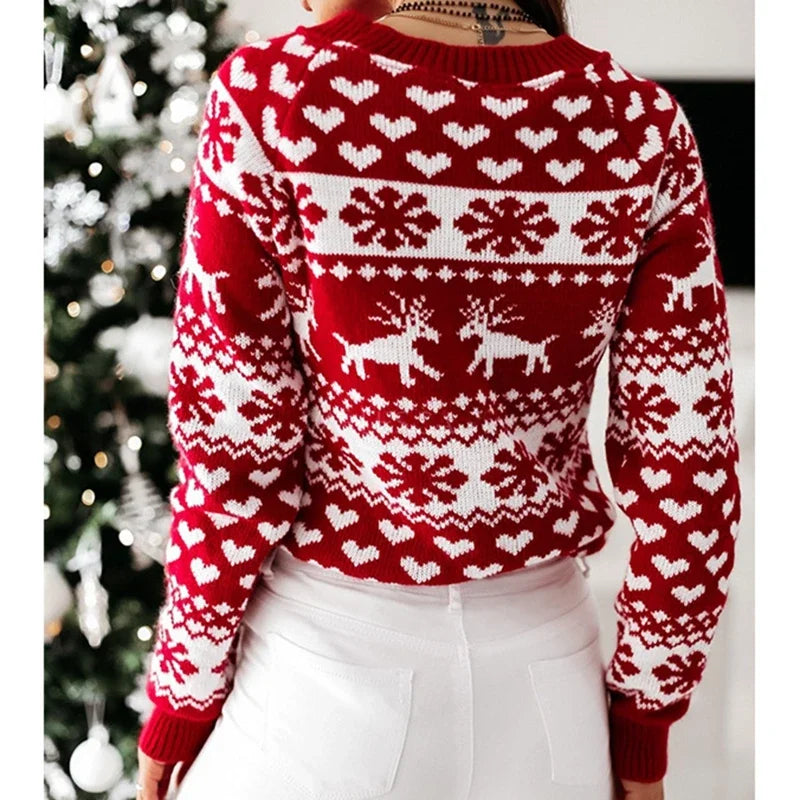Christmas Knitting Soft Warm Knitwear Full Sleeve Casual Sweater Sweaters-L