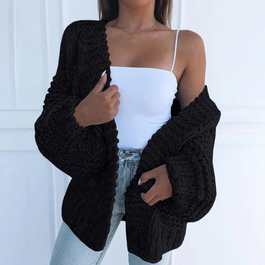 Winter Fashion Women Sweater Cardigan Warm Solid Polyester Spandex Coat