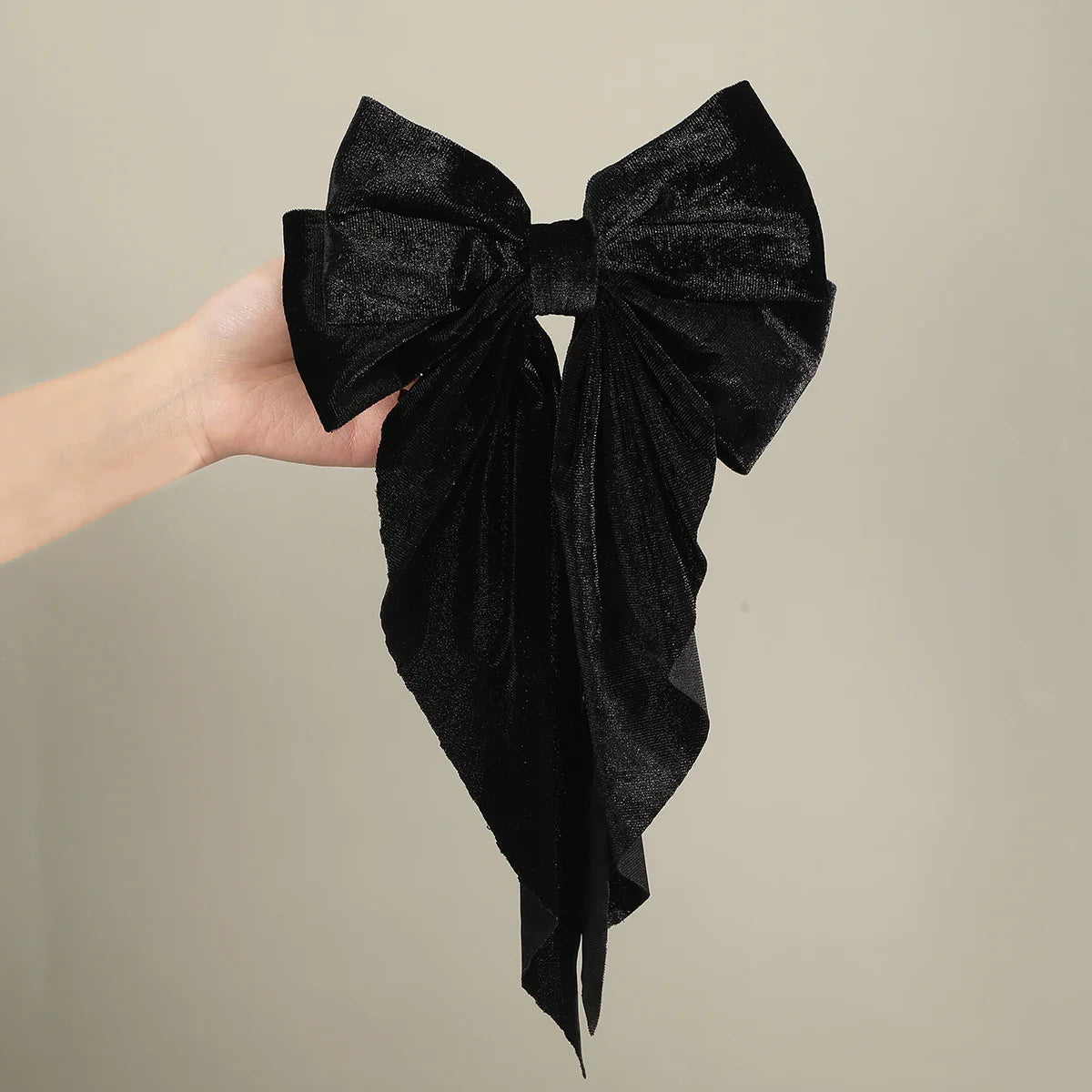 Velvet Large Wedding Korean Fashion Black Red Christmas Hair Accessory Black Accessories-L