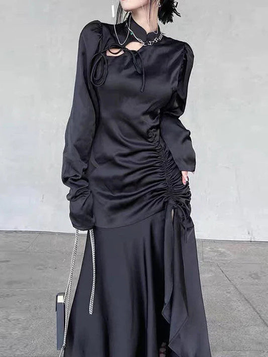 Graceful Bandage Extended Sleeve Midi Dress