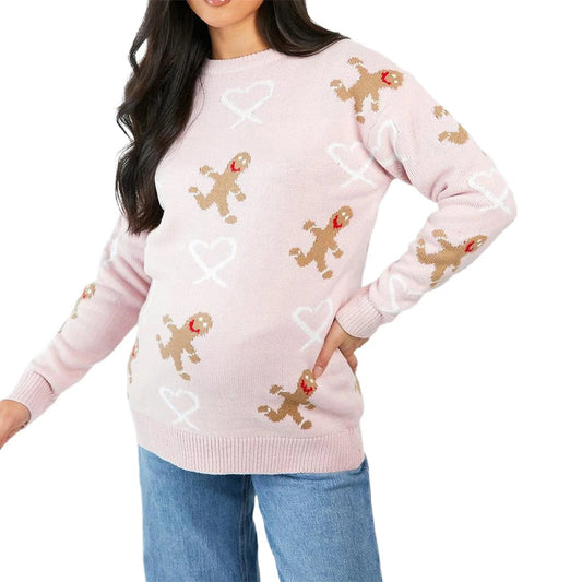 Gingerbread Christmas Sweater - Long Sleeve Casual Loose Fit