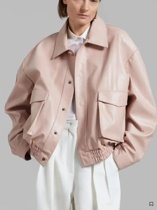 Stylish Pink Leather Jacket