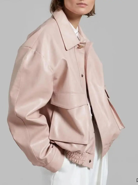 Stylish Pink Leather Jacket