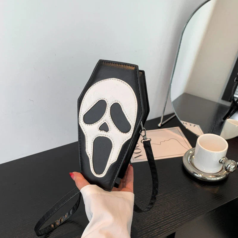 Women Gothic PU Leather Coffin Shape Punk Style Long Wallet Portable Bag