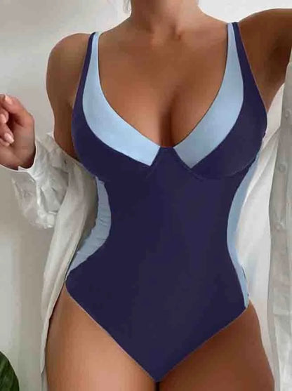 FashionSierra - 2024 European American Multi-color Deep V Basic Swimsuits