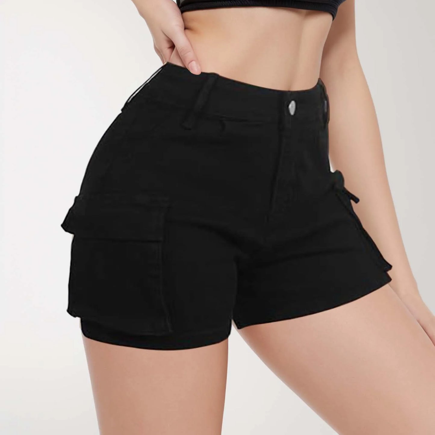 Summer Lady Clothing High Waist Fringe Ripped Hot With Pockets Shorts