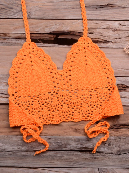 FashionSierra - 2024 Brazilian Knitted Shells Tassel Crochet Basic Swimsuits