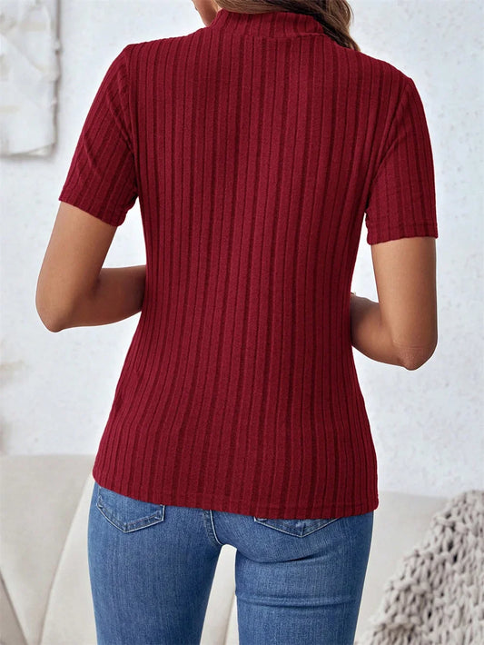 FashionSierra - Spring Casual Knitted Short Sleeve O-Neck Lady Blouse