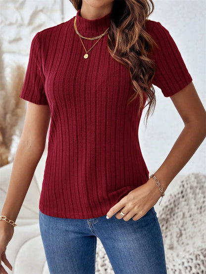 FashionSierra - Spring Casual Knitted Short Sleeve O-Neck Lady Blouse