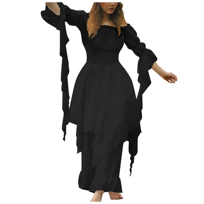 FashionSierra - Women Trumpet Sleeve Irish Shirt Vintage Victorian Medieval Renaissance Gothic Female Cosplay Costume Prom Dress