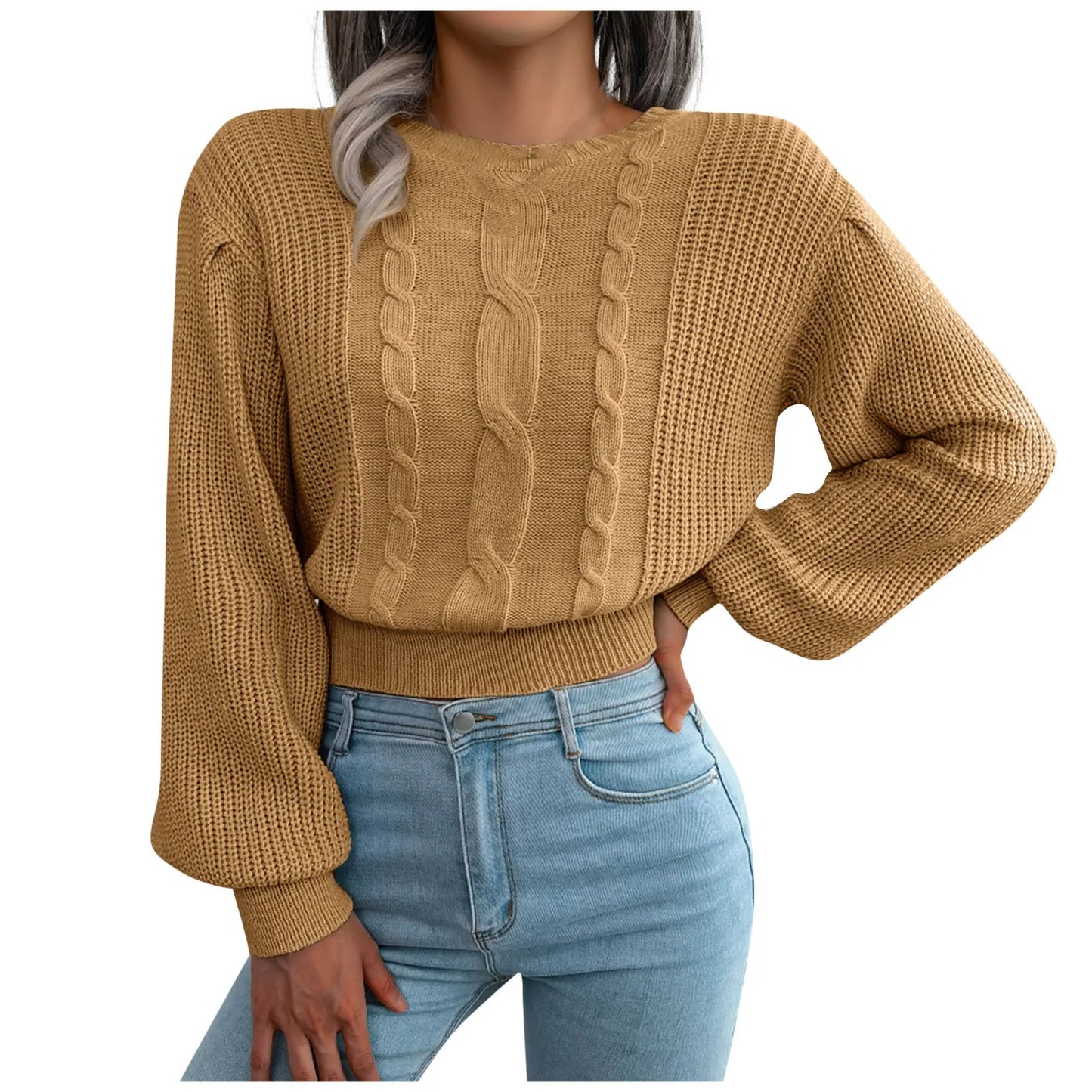 FashionSierra - Sleeve Knitted Plus Size Autumn Winter Women's 2024 Fashion Sweater