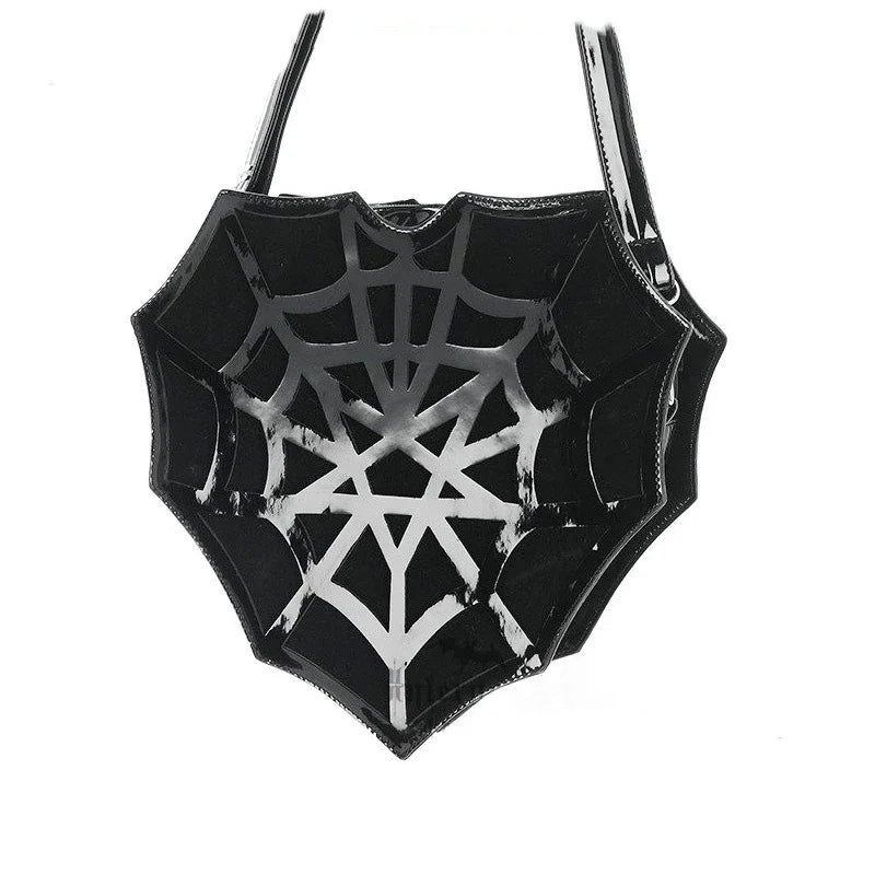 Black Spider Web Punk Creative Women's Halloween Designer Shoulder Crossbody Bag