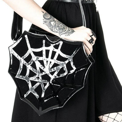 Black Spider Web Punk Creative Women's Halloween Designer Shoulder Crossbody Bag