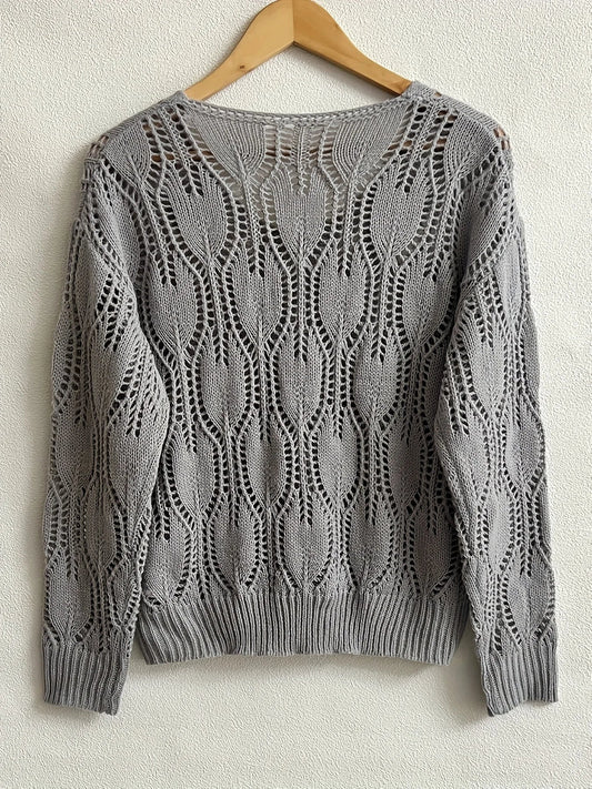 FashionSierra - Cut Out V Neck for Fall & Winter - Stylish and Comfortable Long Sleeve Knit Top Sweater