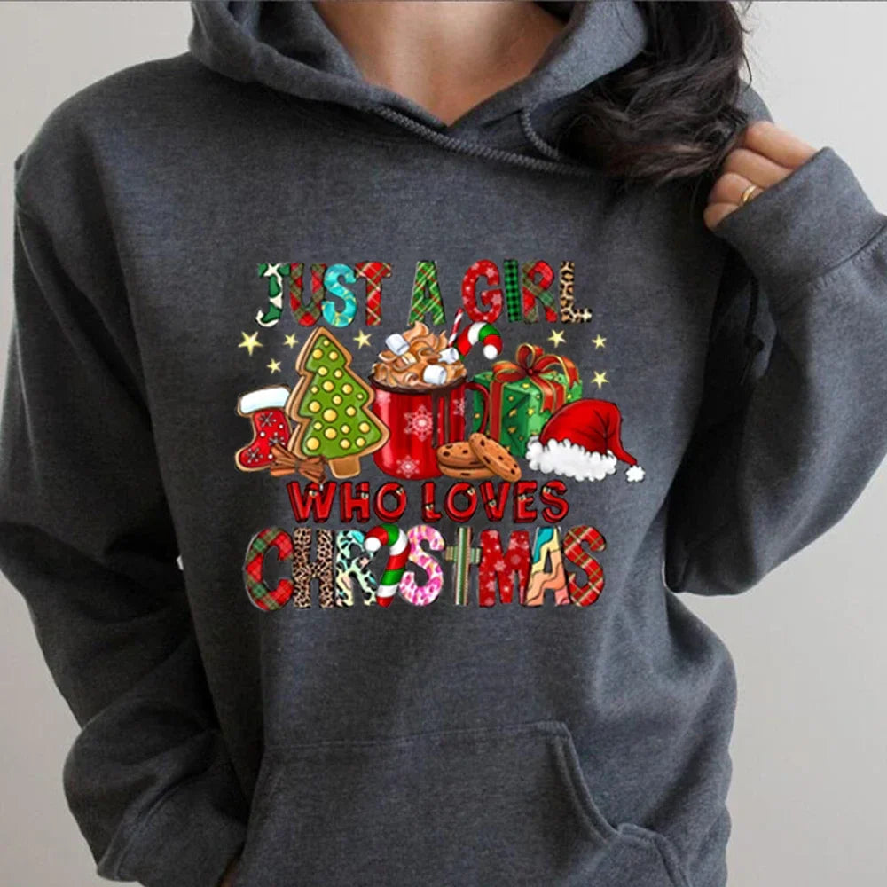 Just A Girl Who Loves Christmas Holiday Autumn Winter Lover Gift Hoodie Dark Grey / S Hoodies-L