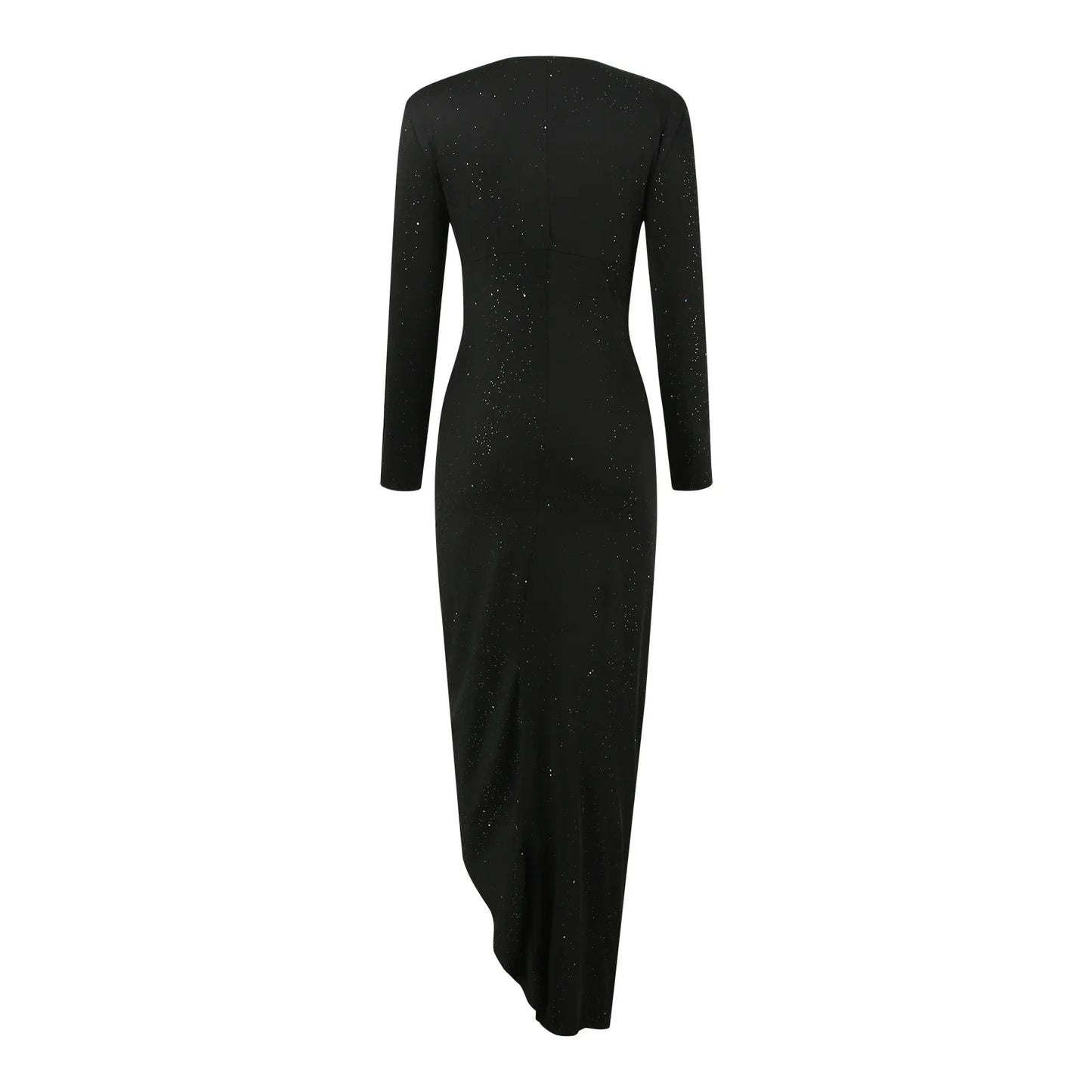 FashionSierra - Solid Color Long Sleeve High Slit Ruched Elegant Split Slim Maxi Dress