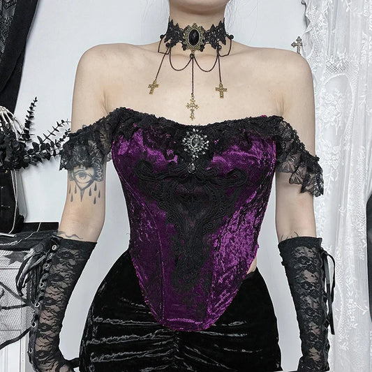 Gothic Embroidered Lace Shaping Top