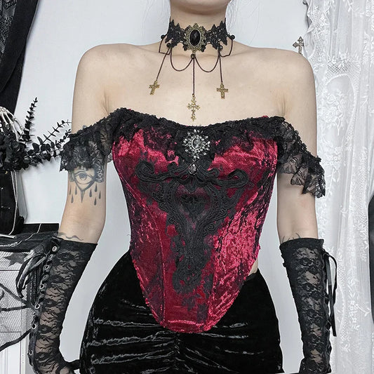 Gothic Embroidered Lace Shaping Top