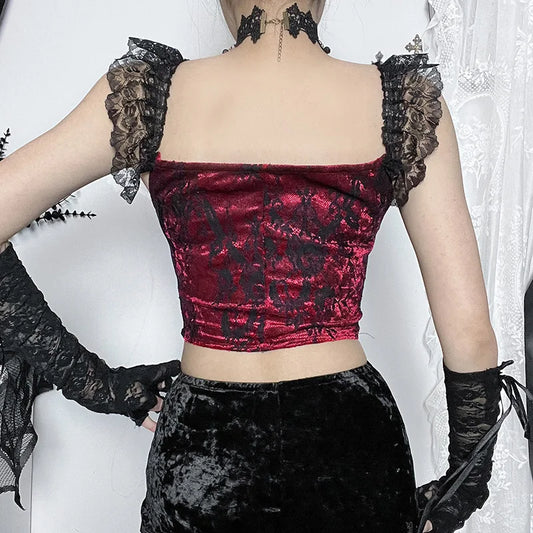 Gothic Embroidered Lace Shaping Top