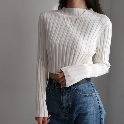 FashionSierra - Spring Autumn Casual Simplicity Knitted Long Sleeves Woman 2024 Sweater