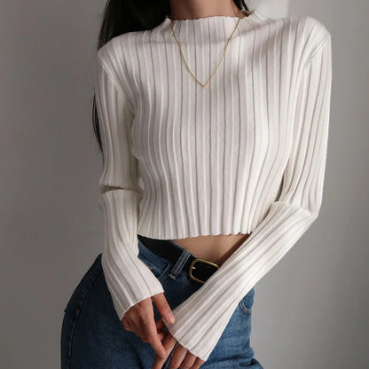 FashionSierra - Spring Autumn Casual Simplicity Knitted Long Sleeves Woman 2024 Sweater