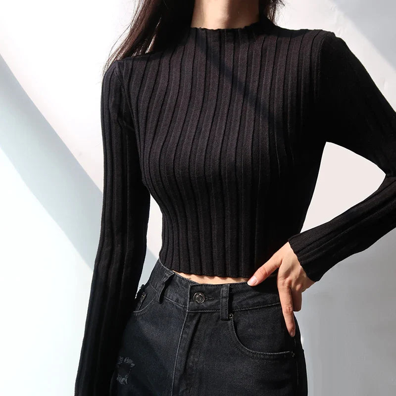 FashionSierra - Spring Autumn Casual Simplicity Knitted Long Sleeves Woman 2024 Sweater