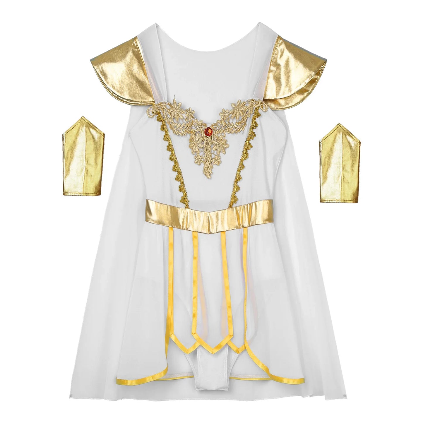 Ancient Greek Roman Goddess Empress Cosplay Cape Leotard Toga Halloween Costume