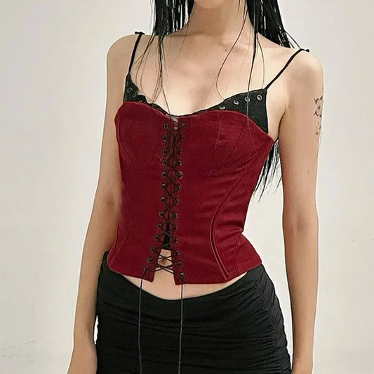 Gothic Dark Patchwork Camis Top