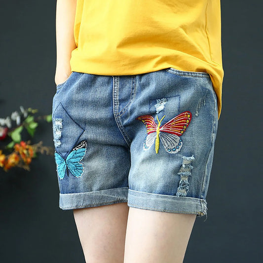 Denim Shorts Women 2024 New Kawaii Cute Printed Jeans Femme Summer Shorts