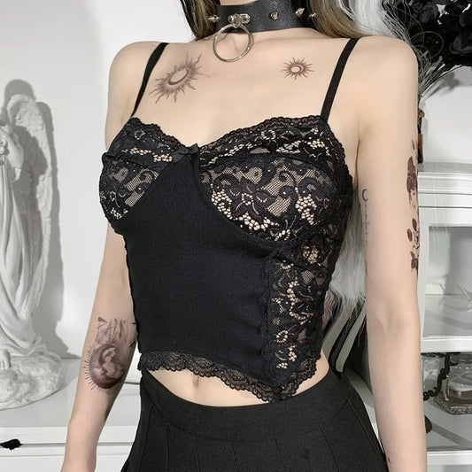 Mall Gothic Sexy Lace Suspender Top