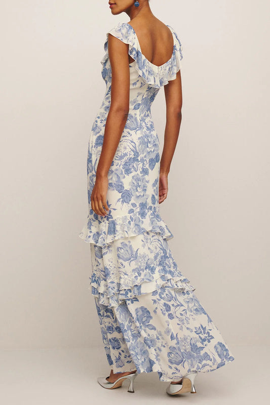 Elegant Ruffle Floral Dress