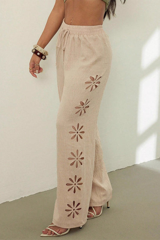 Hollow Out Straight Leg Boho Pants