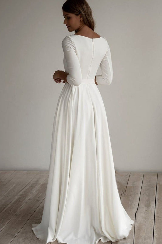 Three Quarter Sleeve Pocket Formal Dress