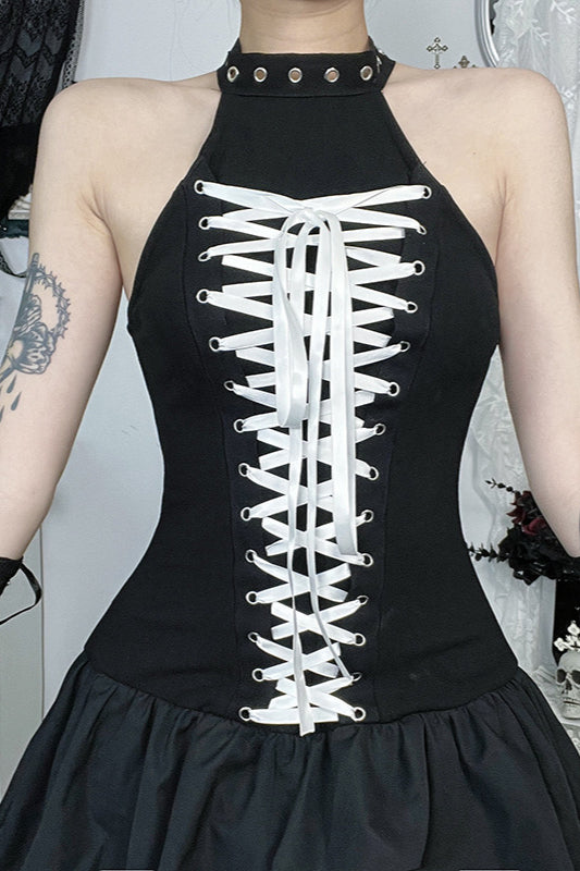 Street Halter Tie Gothic Dress