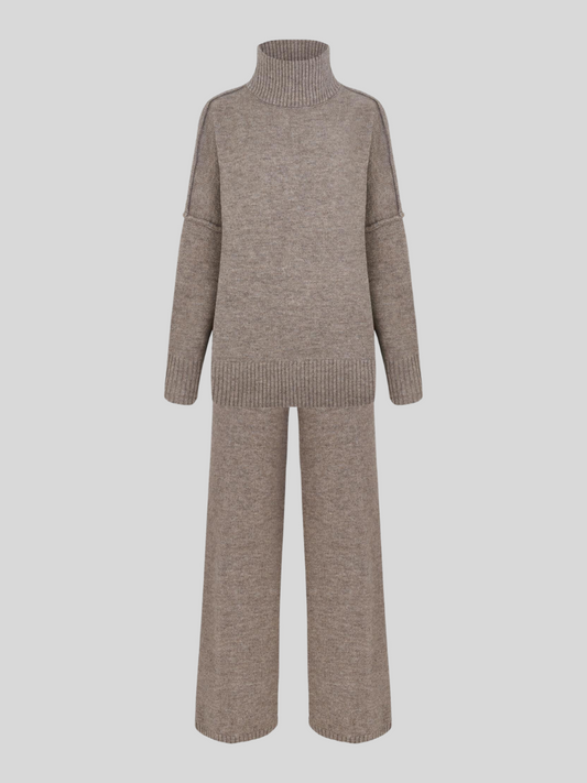 Morwen - Oversized Turtle-Neck Knitted Two-Piece Set