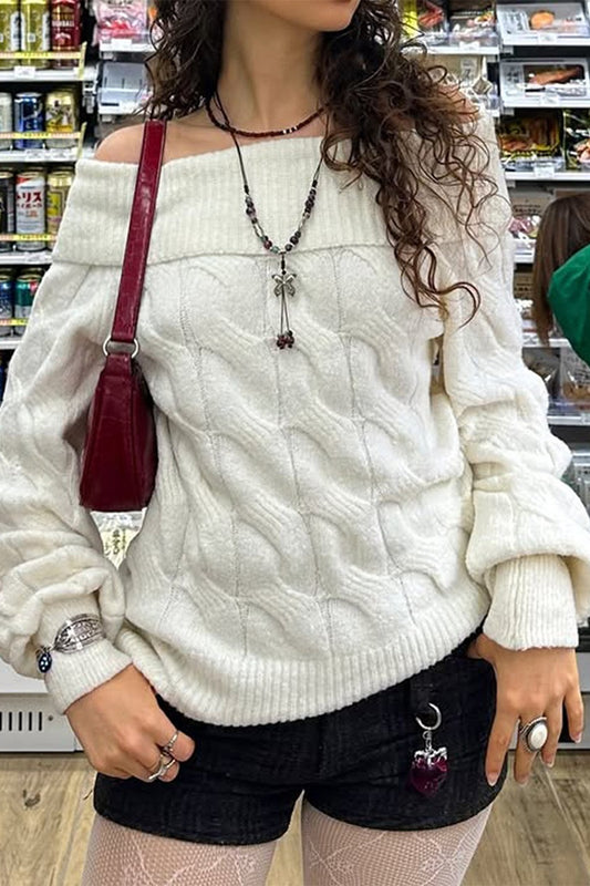 Ribbed Off Shoulder Knit Sweater