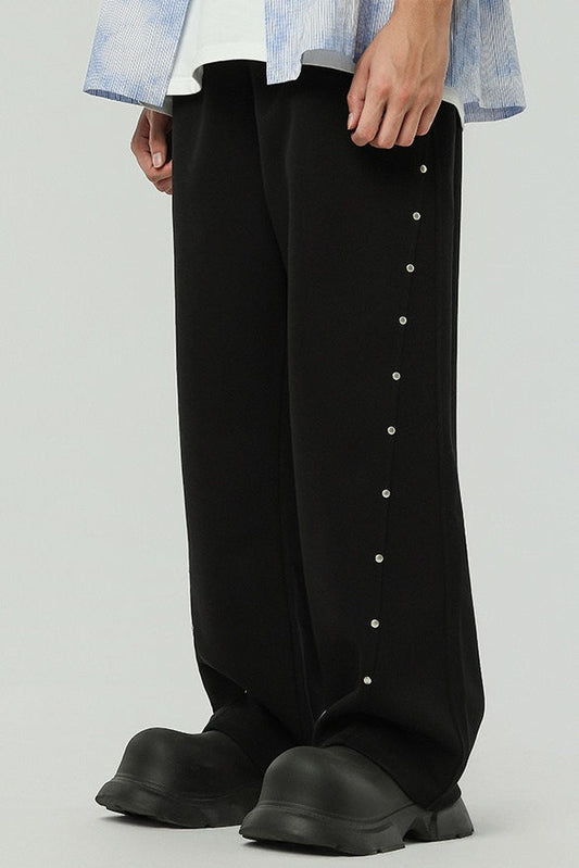 Vintage Rivet Drawstring Casual Sweat Pants