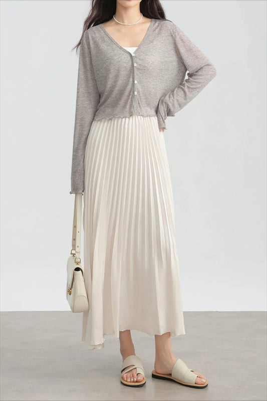 Tencel V-Neck Cropped Cardigan