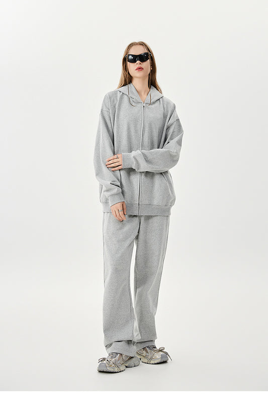 Grey Fleece Zip Up Hoodie