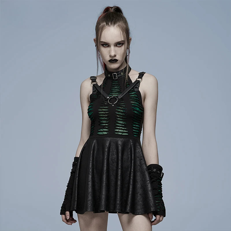 Gothic Sexy Cut  Punk Spliced Dress